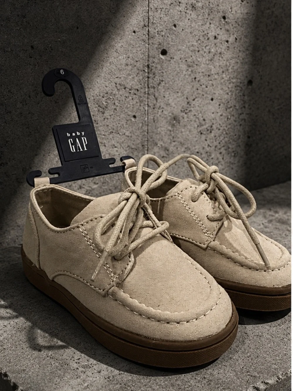 GAP Beige Suede Lace-Up Loafers with Brown Sole